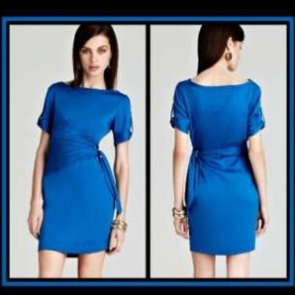 Diane von Furstenberg Leron Silk Georgette Tie Sleeve sheath dress size 6 - Picture 2 of 15